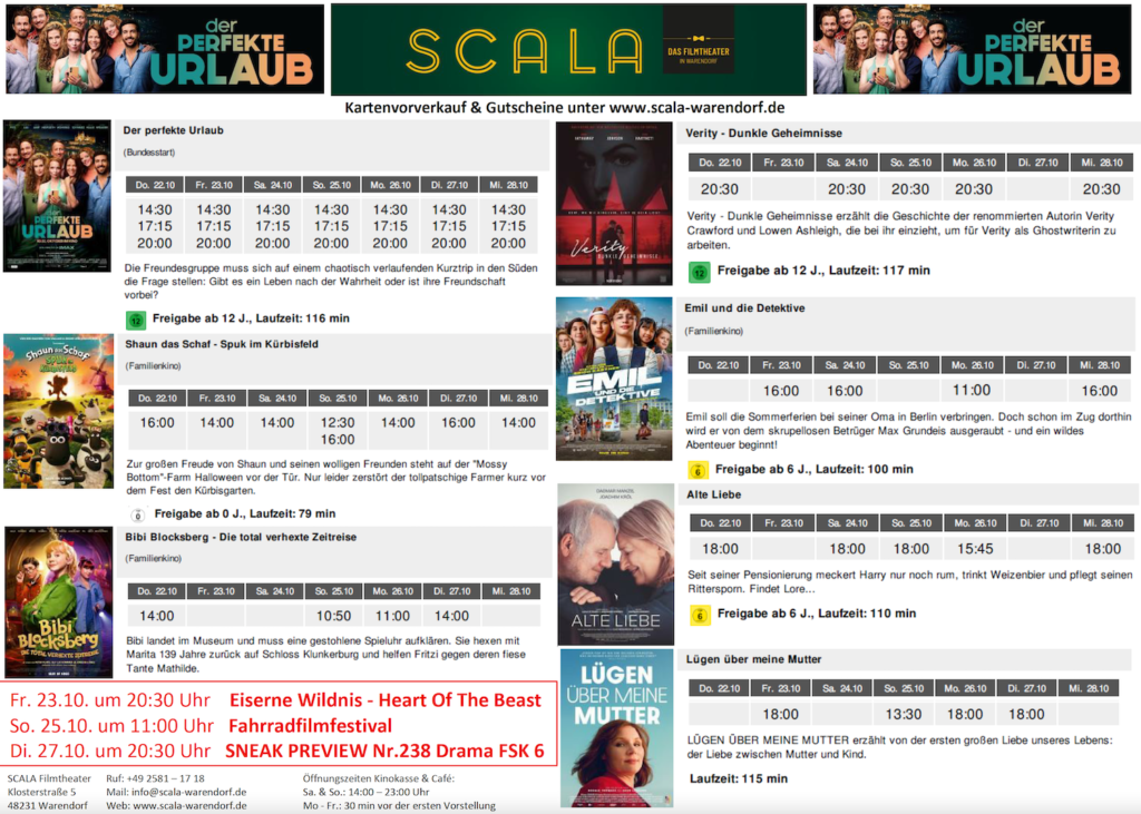 SCALA Kinoprogramm vom 22.10. bis 28.10.2026